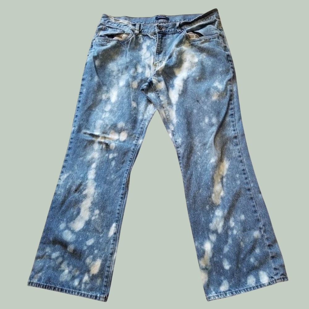 Croft & Barrow Jeans Custom Bleached Distressed Grunge Streetwear Blue 36x30